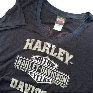 Harley-Davidson Black and White Logo V-Neck Tee